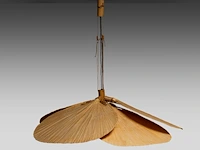 A rare vintage model 'uchiwa' hana hanging lamp by ingo maurer (1932-2019), bamboo and rice paper 99 cm. (38.97 in.)