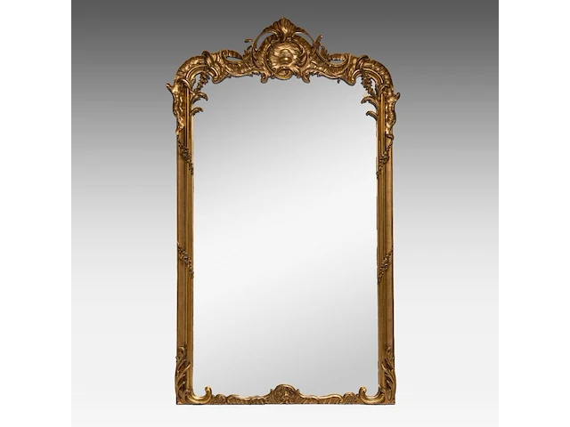 A richly gilt decorated rococo style wall mirror 190 x 116 cm. (74.79 x 45.67 in.) - afbeelding 3 van  4