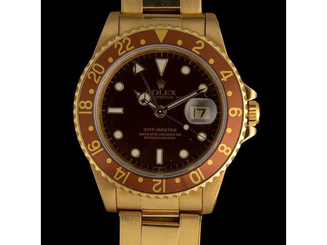 A rolex gmt-master, ref. 16758, 18ct yellow gold with brown dial and bezel - afbeelding 7 van  14