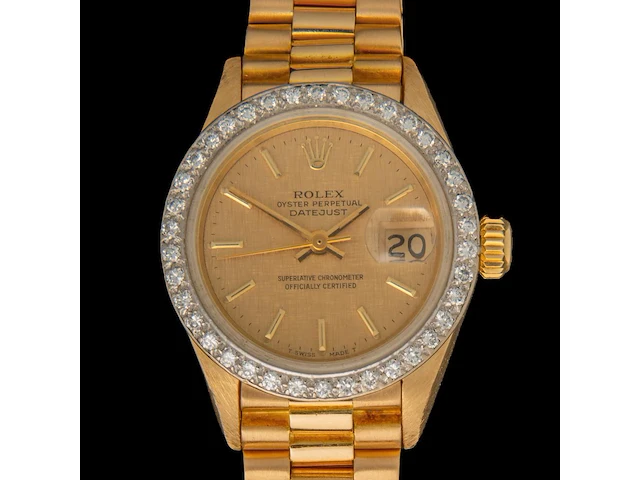 A rolex ladies datejust 26, ref. 69178, 18ct yellow gold and diamonds, presidential bracelet - afbeelding 3 van  10