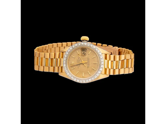 A rolex ladies datejust 26, ref. 69178, 18ct yellow gold and diamonds, presidential bracelet - afbeelding 4 van  10