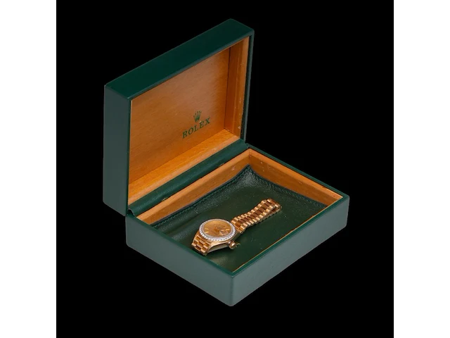 A rolex ladies datejust 26, ref. 69178, 18ct yellow gold and diamonds, presidential bracelet - afbeelding 10 van  10