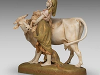 A royal dux group of a young woman feeding her cow 43 x 40 cm. (16.92 x 15 3/4 in.) - afbeelding 2 van  9