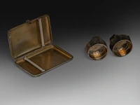 A russian silver and cloisonné enamel cigarette case and two silver salts - afbeelding 6 van  6