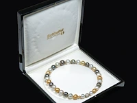 A schoeffel tahiti pearl necklace with an 18ct white gold pearl-shaped ball, l 84 cm (+) - afbeelding 6 van  8