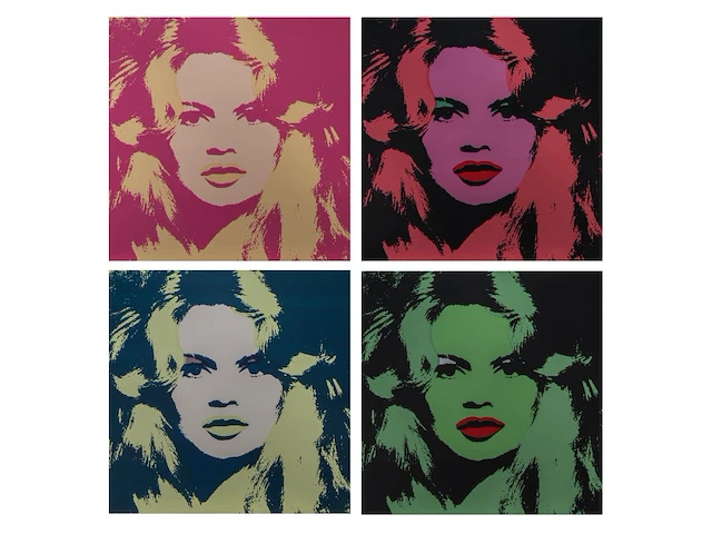 A series of four screenprints of brigitte bardot after andy warhol (1928-1987) 91 x 91 cm. (35.82 x 35.82 in.) - afbeelding 1 van  9