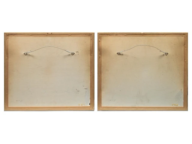 A series of two chinese canton paintings, 'the porcelain production', late 19thc, framed 63 x 55 cm (each) - afbeelding 3 van  5