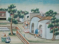 A series of two chinese canton paintings, 'the porcelain production', late 19thc, framed 63 x 55 cm (each) - afbeelding 4 van  5