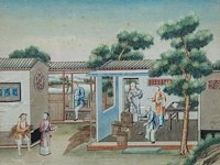 A series of two chinese canton paintings, 'the porcelain production', late 19thc, framed 63 x 55 cm (each) - afbeelding 5 van  5