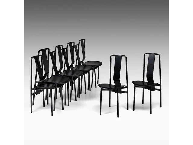 A set of 10 italian design irma dining chairs by achille castiglioni for zanotta, 1970s, 90 x 40 x 48 cm. (35.42 x 15 3/4 x 18.89 in.) - afbeelding 1 van  10