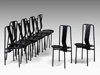 A set of 10 italian design irma dining chairs by achille castiglioni for zanotta, 1970s, 90 x 40 x 48 cm. (35.42 x 15 3/4 x 18.89 in.)