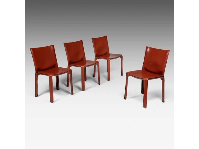 A set of 4 leather cab chairs by mario bellini for cassina 83 x 45 x 48 cm. (32.67 x 17.71 x 18.89 in.) - afbeelding 1 van  11