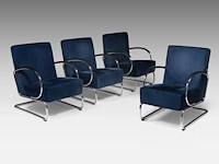 A set of four 407 armchairs and a matching circular coffee table, designed by willem hendrik gispen by dutch originals the chair: 83 x 59 x 82 cm. (32.67 x 23.23 x 32.28 in.), the table 47 x 90 cm. (18 1/2 x 35.42 in.) - afbeelding 8 van  14