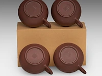 A set of four chinese 'ruyi head' zisha cups, marked by an artist, republic period, h 4 - l 9 cm - afbeelding 9 van  9
