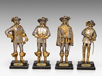 A set of four gilt and silver-plated musketeers by piero benzoni (1938) 23 cm. (9.06 in.)