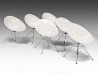 A set of six ero isi chairs by philippe starck for kartell 81 x 49 x 50 cm. (31.89 x 19.28 x 19.67 in.)