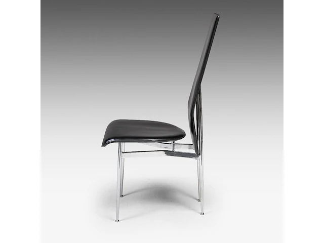 A set of six italian design fasem dining chairs by vegni and gualtierotti in black leather, 104 x 45 x 55 cm. (40.93 x 17.71 x 21.64 in.) - afbeelding 4 van  9