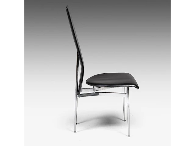 A set of six italian design fasem dining chairs by vegni and gualtierotti in black leather, 104 x 45 x 55 cm. (40.93 x 17.71 x 21.64 in.) - afbeelding 6 van  9