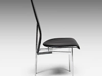 A set of six italian design fasem dining chairs by vegni and gualtierotti in black leather, 104 x 45 x 55 cm. (40.93 x 17.71 x 21.64 in.) - afbeelding 6 van  9