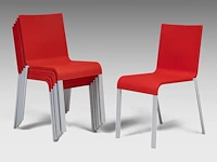 A set of six red .03 stacking chairs by maarten van severen for vitra 79 x 43 x 49 cm. (31.10 x 16.92 x 19.28 in.)