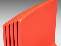 A set of six red .03 stacking chairs by maarten van severen for vitra 79 x 43 x 49 cm. (31.10 x 16.92 x 19.28 in.) - afbeelding 8 van  9