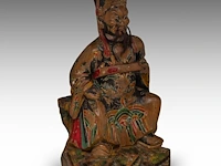 A set of south chinese polychrome lacquered figures of the three dignitaries/officials, late qing, h 48 - 54 cm - afbeelding 2 van  13