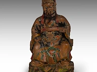 A set of south chinese polychrome lacquered figures of the three dignitaries/officials, late qing, h 48 - 54 cm - afbeelding 3 van  13