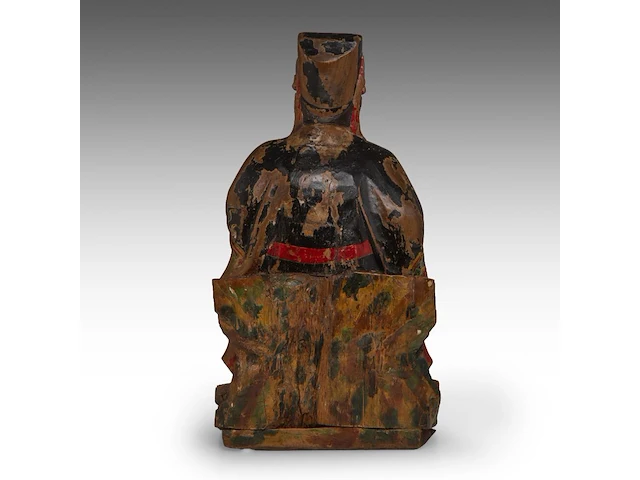 A set of south chinese polychrome lacquered figures of the three dignitaries/officials, late qing, h 48 - 54 cm - afbeelding 4 van  13