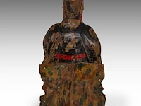 A set of south chinese polychrome lacquered figures of the three dignitaries/officials, late qing, h 48 - 54 cm - afbeelding 4 van  13