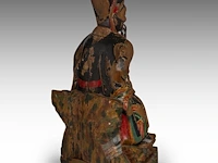 A set of south chinese polychrome lacquered figures of the three dignitaries/officials, late qing, h 48 - 54 cm - afbeelding 5 van  13