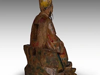 A set of south chinese polychrome lacquered figures of the three dignitaries/officials, late qing, h 48 - 54 cm - afbeelding 8 van  13