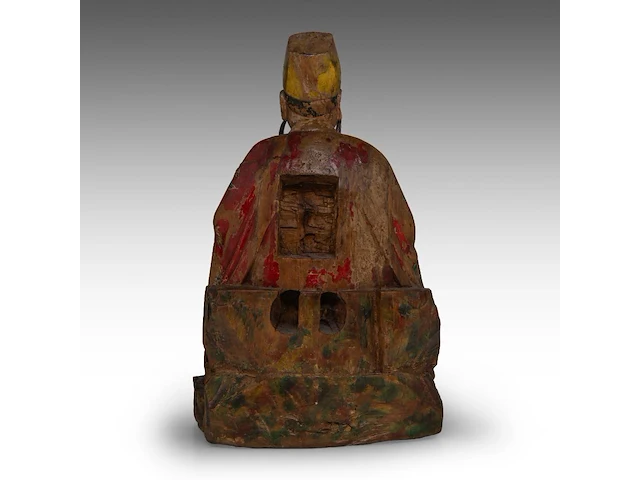 A set of south chinese polychrome lacquered figures of the three dignitaries/officials, late qing, h 48 - 54 cm - afbeelding 9 van  13