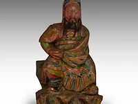 A set of south chinese polychrome lacquered figures of the three dignitaries/officials, late qing, h 48 - 54 cm - afbeelding 10 van  13