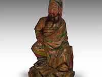 A set of south chinese polychrome lacquered figures of the three dignitaries/officials, late qing, h 48 - 54 cm - afbeelding 11 van  13