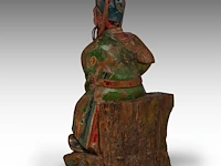 A set of south chinese polychrome lacquered figures of the three dignitaries/officials, late qing, h 48 - 54 cm - afbeelding 12 van  13