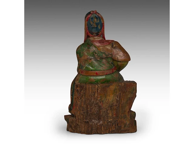 A set of south chinese polychrome lacquered figures of the three dignitaries/officials, late qing, h 48 - 54 cm - afbeelding 13 van  13