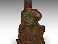 A set of south chinese polychrome lacquered figures of the three dignitaries/officials, late qing, h 48 - 54 cm - afbeelding 13 van  13