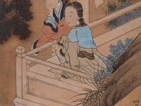 A set of two chinese paintings, 'beauties on a terrace', signed, late qing (early 20thc), framed 153 x 53 cm (one frame) - afbeelding 11 van  15