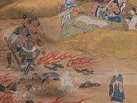 A set of two japanese paintings with scenes from the tale of taishokan, gold, ink and watercolour on paper, marked, edo period (1644-1868), framed 134 cm x 50 cm (each) - afbeelding 6 van  7