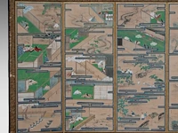 A set of two japanese six-panel byobu folding screens, 'the tale of genji', meiji period (early 20thc), 353 x 153 cm (one screen) - afbeelding 2 van  11