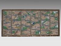 A set of two japanese six-panel byobu folding screens, 'the tale of genji', meiji period (early 20thc), 353 x 153 cm (one screen) - afbeelding 6 van  11