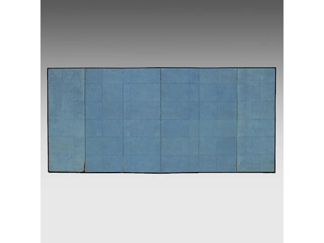 A set of two japanese six-panel byobu folding screens, 'the tale of genji', meiji period (early 20thc), 353 x 153 cm (one screen) - afbeelding 7 van  11