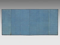 A set of two japanese six-panel byobu folding screens, 'the tale of genji', meiji period (early 20thc), 353 x 153 cm (one screen) - afbeelding 7 van  11