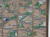 A set of two japanese six-panel byobu folding screens, 'the tale of genji', meiji period (early 20thc), 353 x 153 cm (one screen) - afbeelding 9 van  11