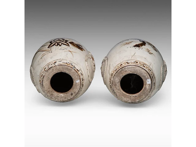 A similar pair of chinese cizhou ware garden chairs, flanked by lion masks, ming dynasty, h 39 cm - afbeelding 6 van  6