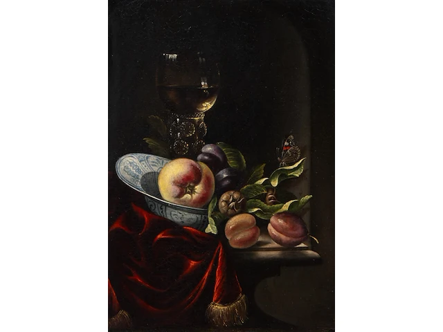 A still life after the dutch golden age, oil on canvas 30 x 22 cm. (11.81 x 8.66 in.), frame: 46 x 38 cm. (18.10 x 14.96 in.) - afbeelding 1 van  3