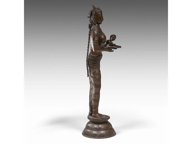 A tall indian bronze figure of lakshmi, early 20thc, h 101,5 cm - afbeelding 5 van  8