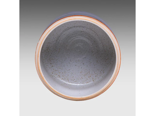 A tenmoku/jian ware style glazed stoneware lidded jar, marked 'denmark', h 22 - ø 22 cm - afbeelding 5 van  8