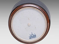 A tenmoku/jian ware style glazed stoneware lidded jar, marked 'denmark', h 22 - ø 22 cm - afbeelding 6 van  8