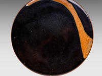 A tenmoku/jian ware style glazed stoneware lidded jar, marked 'denmark', h 22 - ø 22 cm - afbeelding 7 van  8